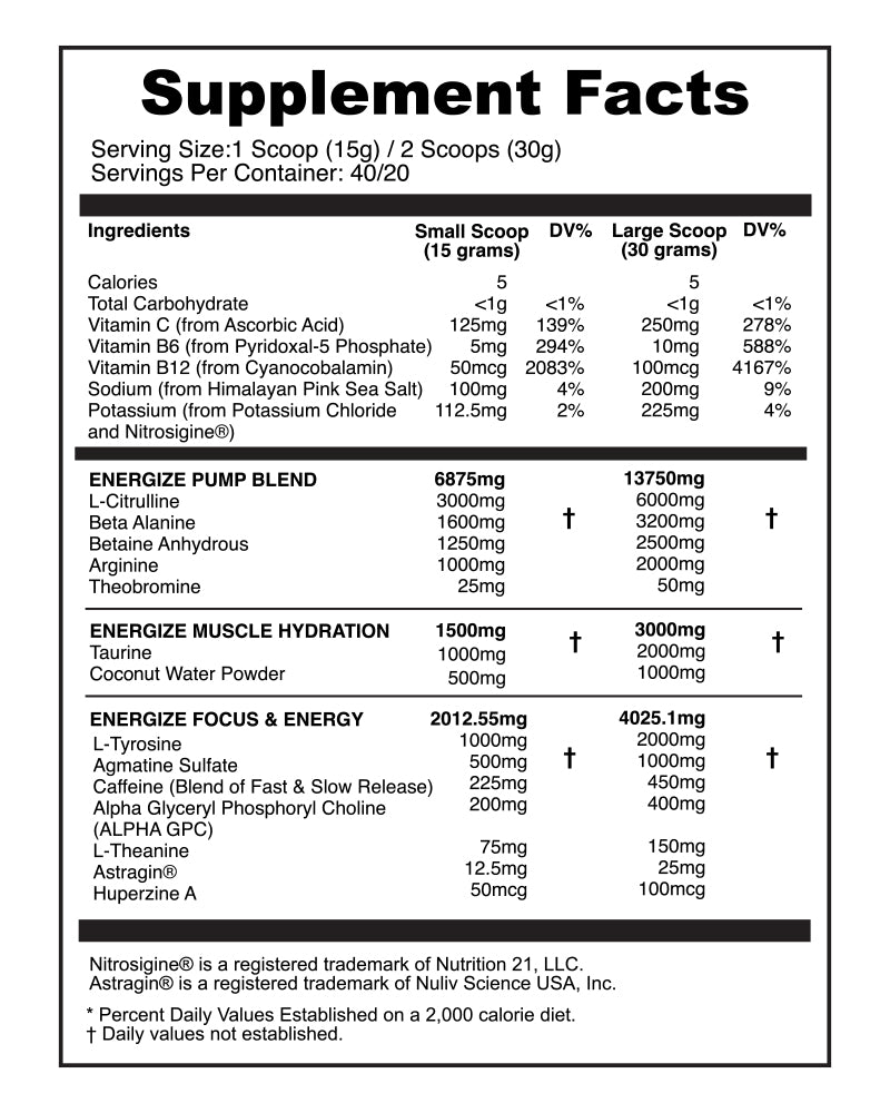 Energize Complete Pre-Workout & Pump Blend Vitamins & Supplements | NSP Nutrition