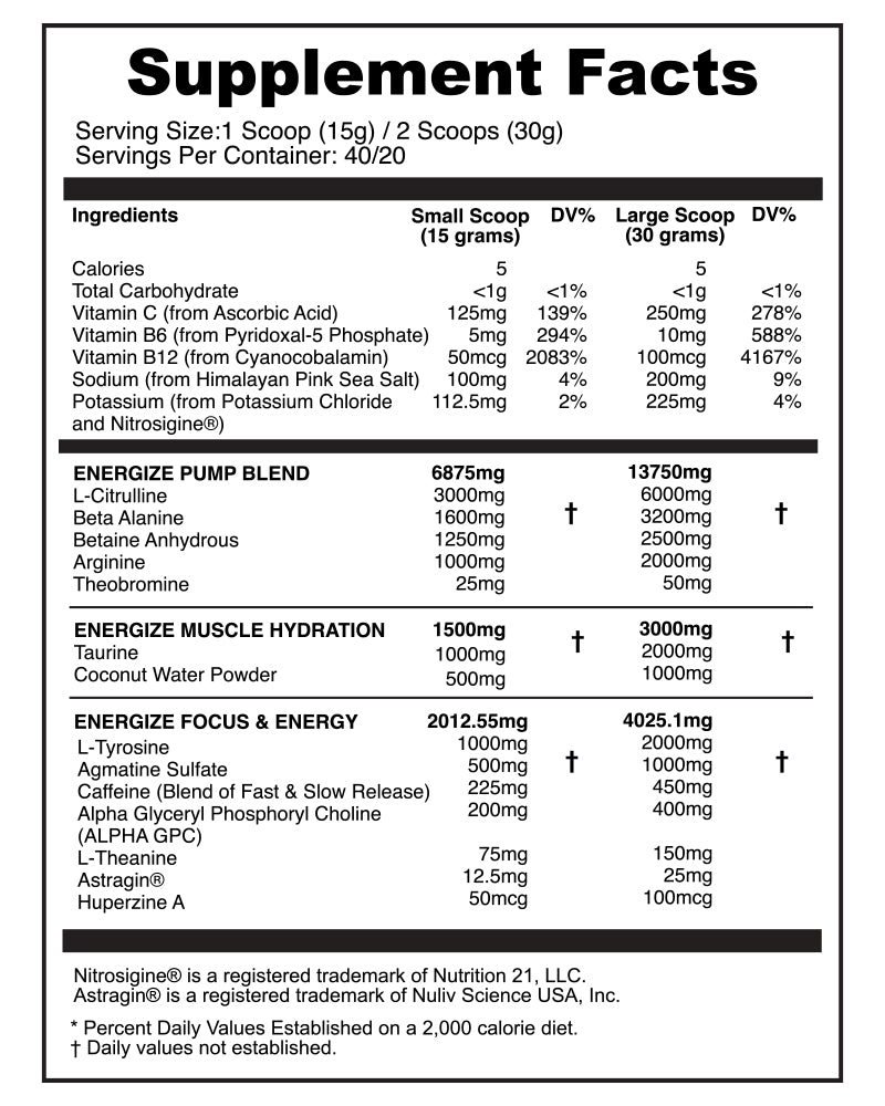 Energize Complete Pre-Workout & Pump Blend Vitamins & Supplements | NSP Nutrition