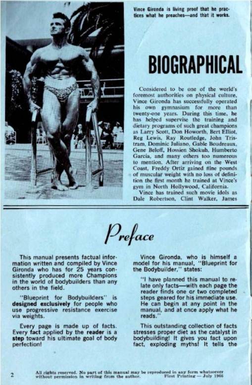 Vince Gironda's Blueprint for Body Builders Book | NSP Nutrition